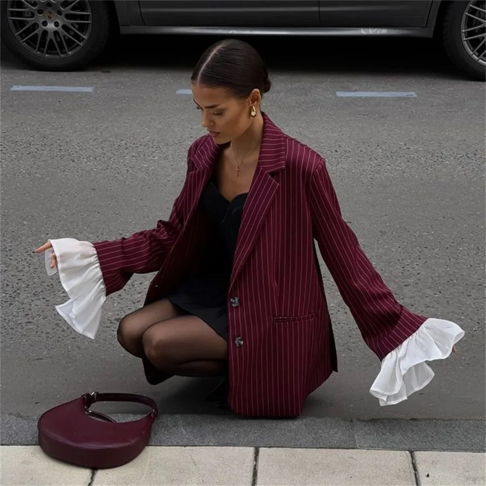 ALX Winter New Loose Burgundy Luxury Blazer