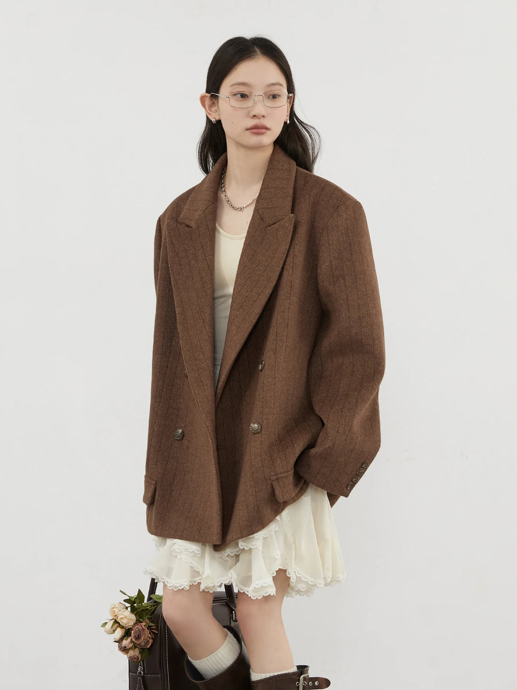 CHIC  Women Woolen Blazer Loose