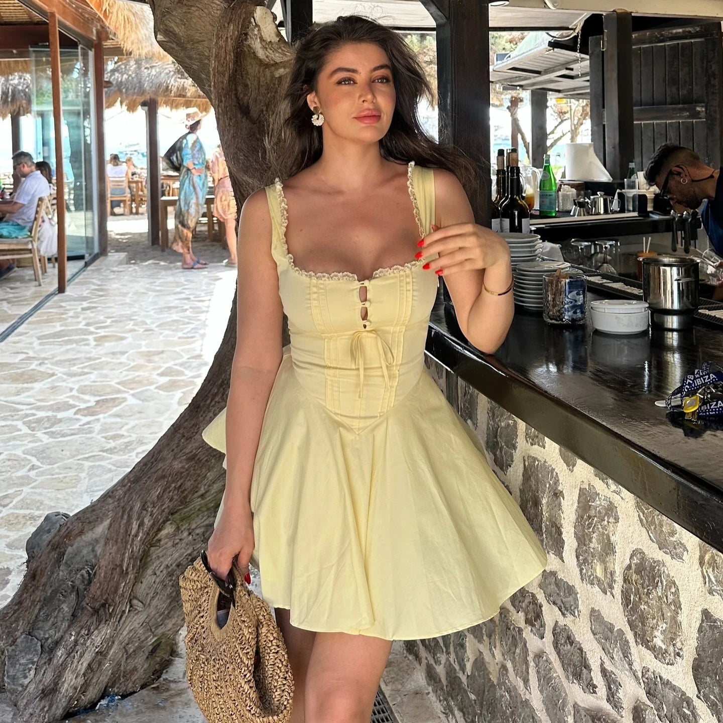 Ming  Yellow Line Dress