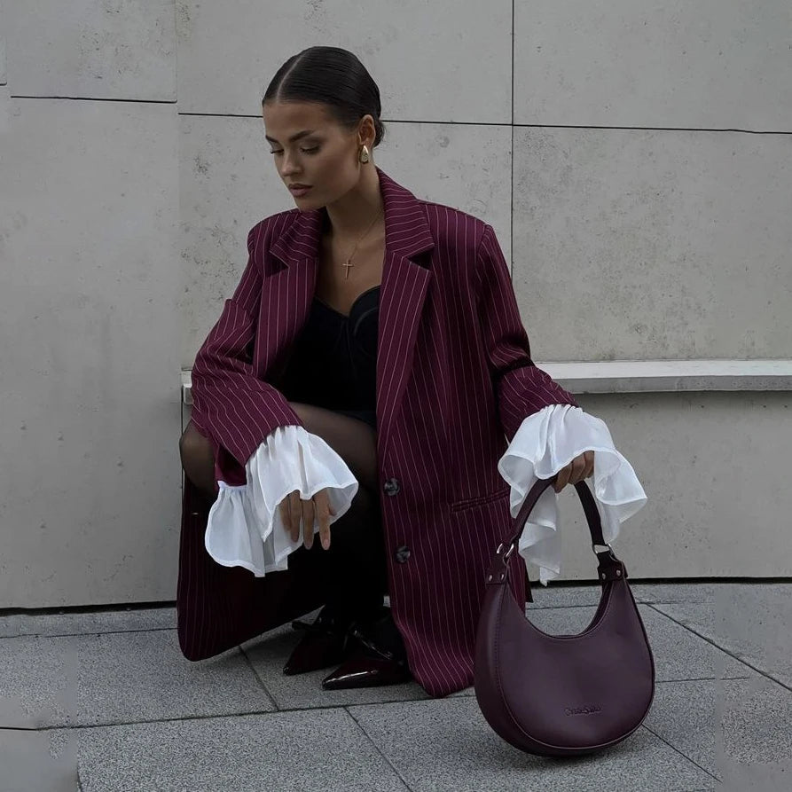 ALX Winter New Loose Burgundy Luxury Blazer