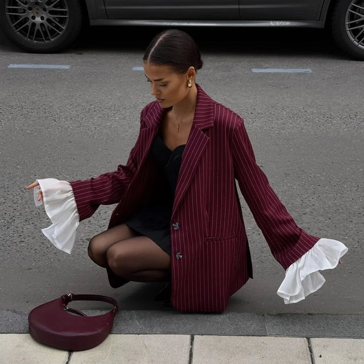 ALX Winter New Loose Burgundy Luxury Blazer