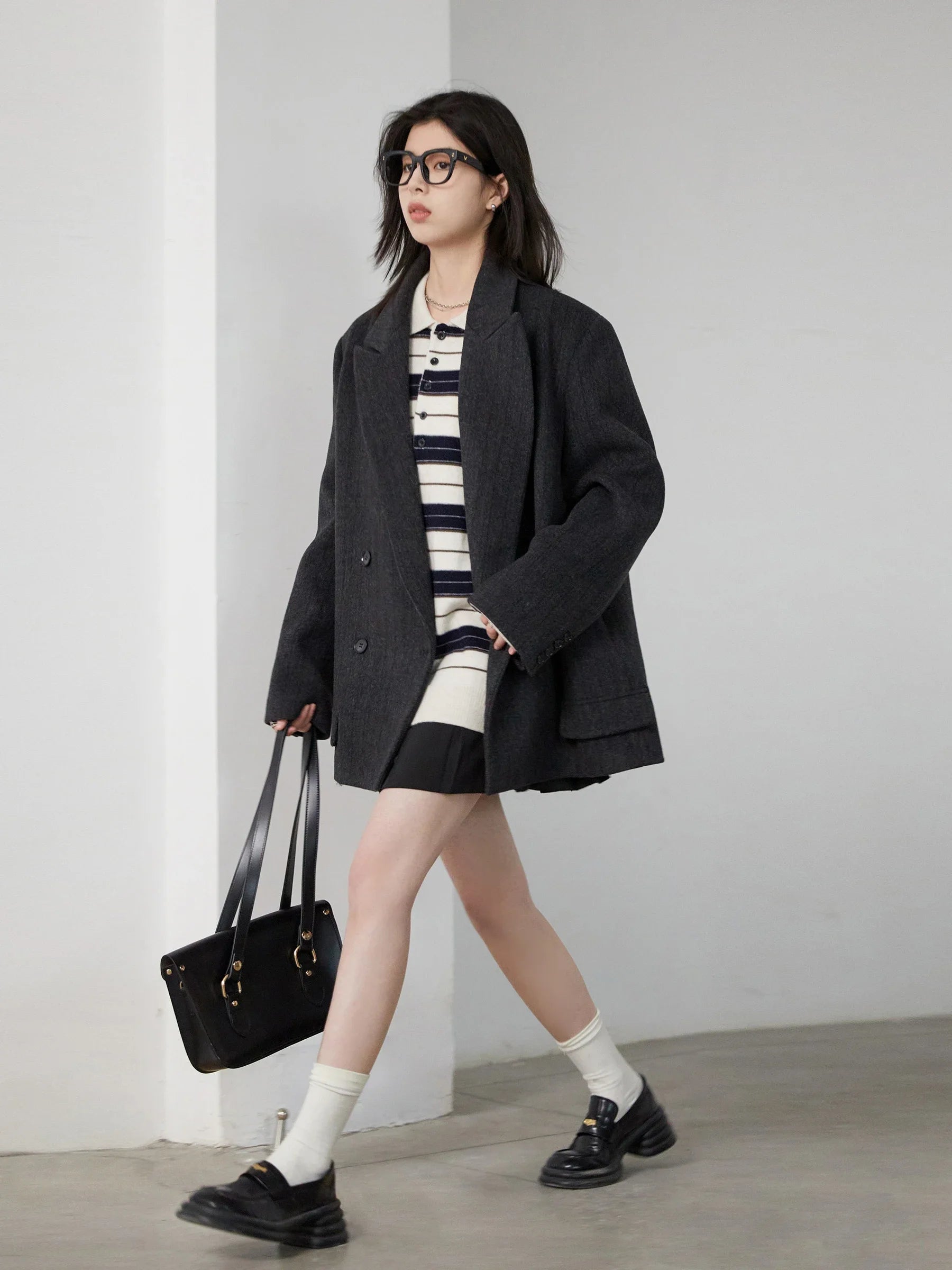 CHIC  Women Woolen Blazer Loose