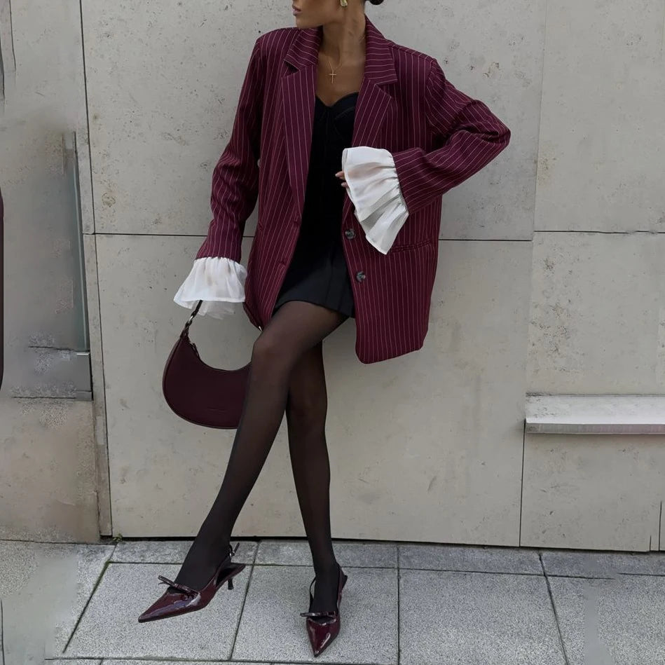 ALX Winter New Loose Burgundy Luxury Blazer