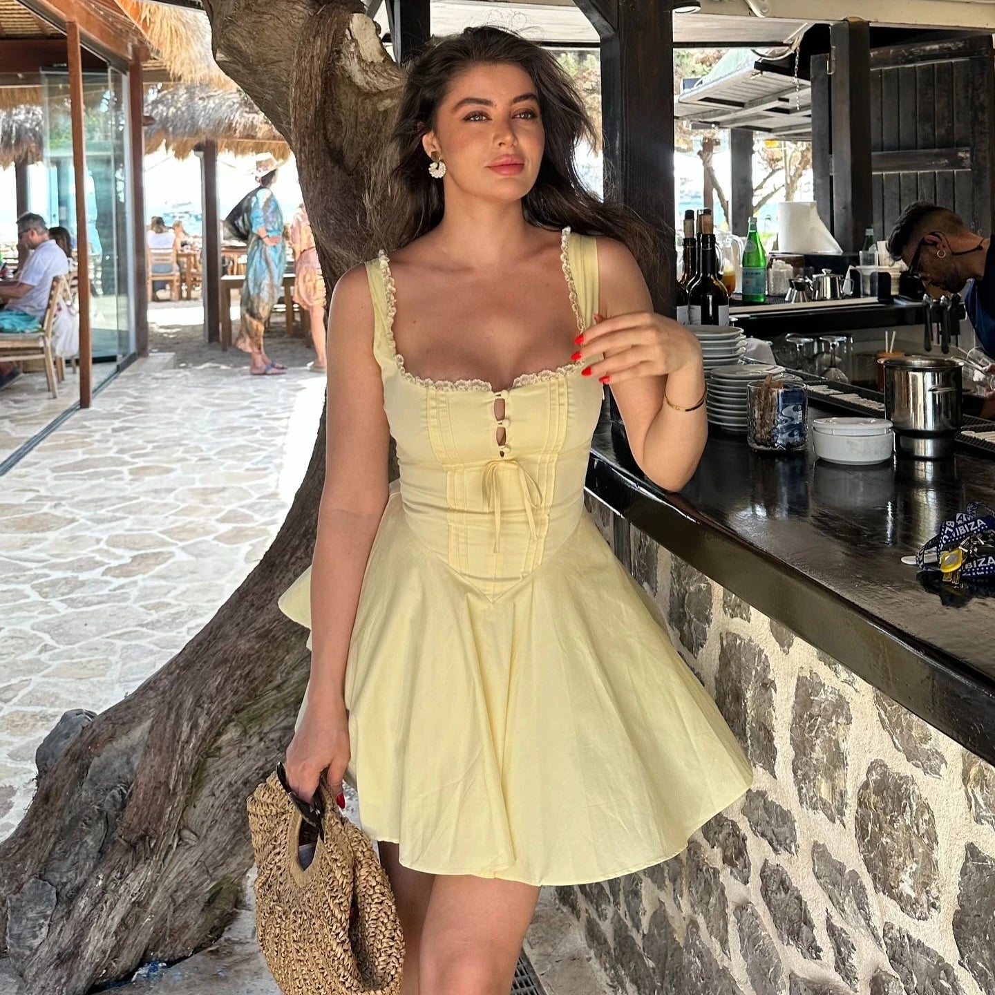 Ming  Yellow Line Dress