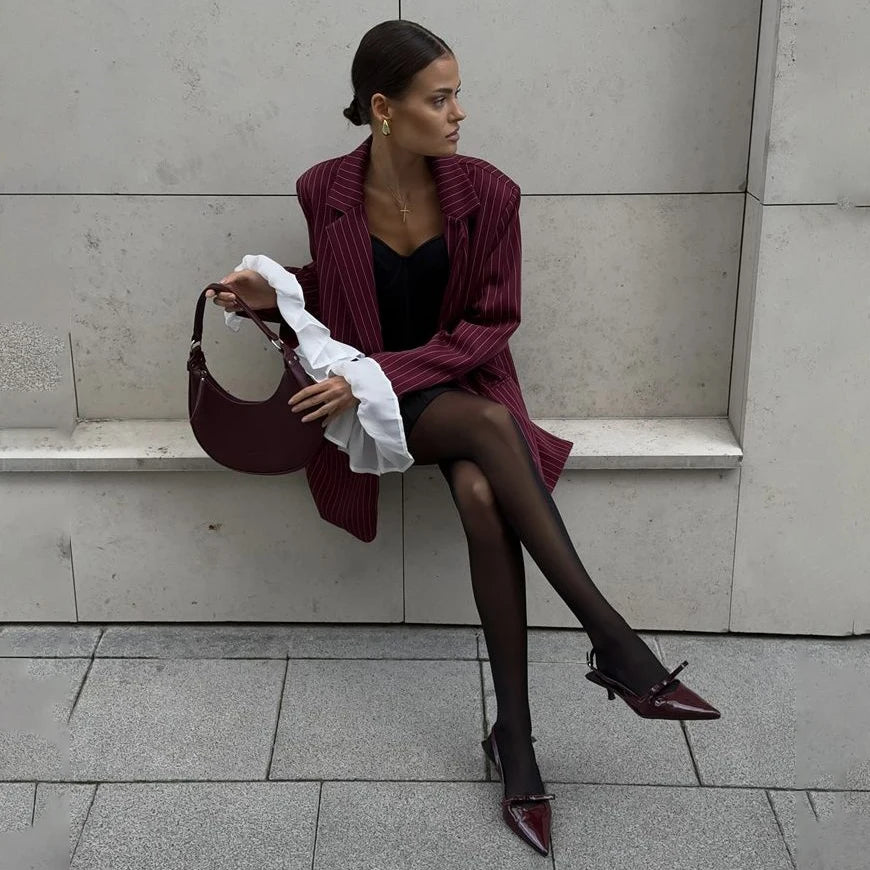 ALX Winter New Loose Burgundy Luxury Blazer