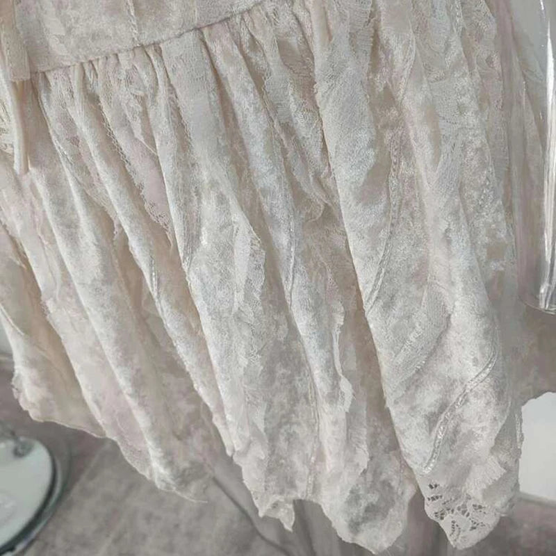 DEAT Velvet Lace Up  Strap Dress