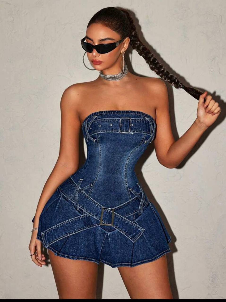 Eddie Blue Denim Corset Mini Dress
